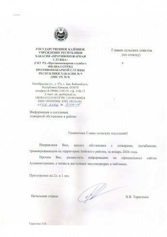 Анализ обстановки с пожарами на территории Бейского муниципального района за январь 2026 года